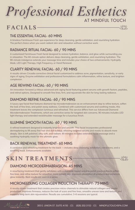 mtm esthetics menu